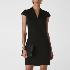 Whistles Black V Neck Ponte Jersey Paige Mini Dress 6
